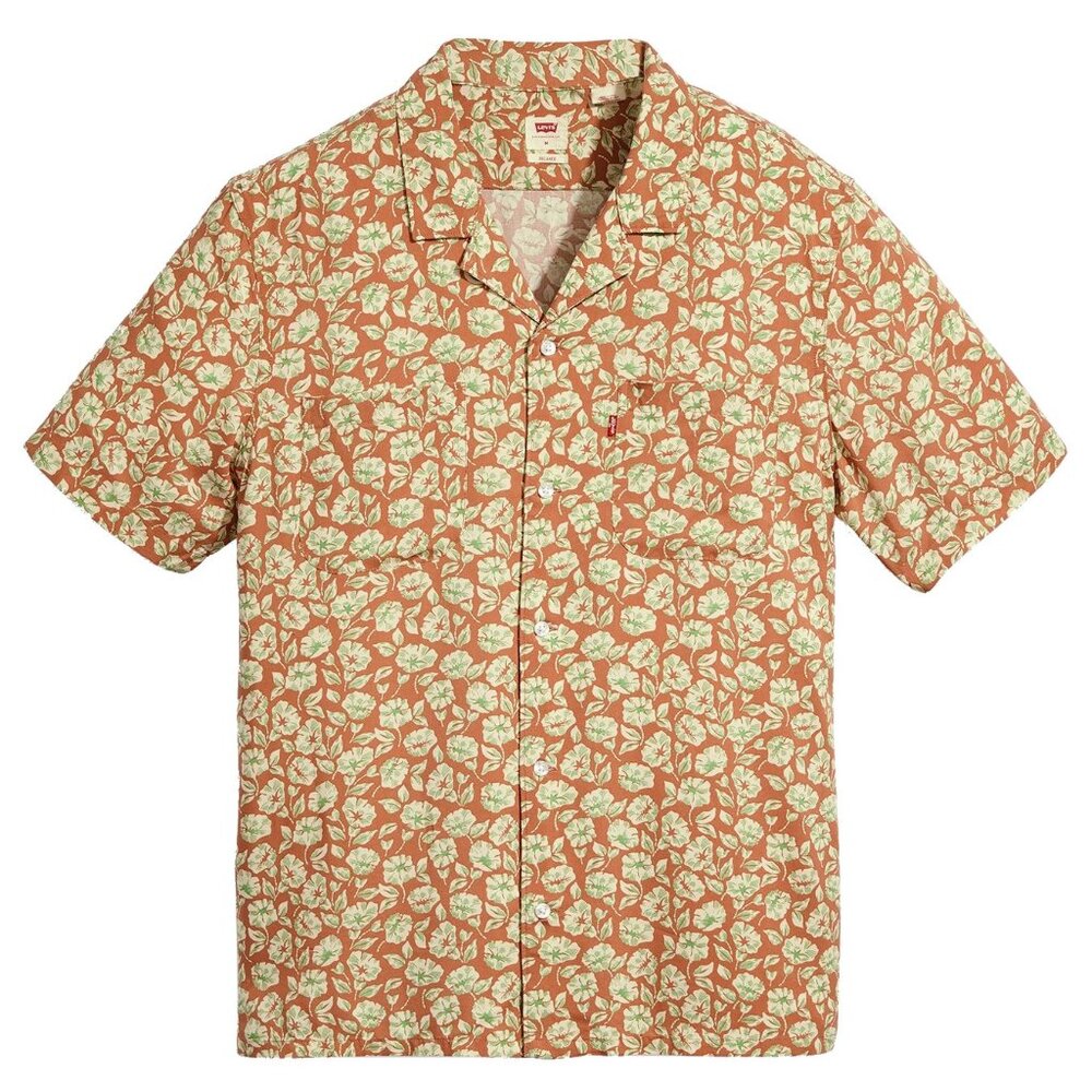 New! Levi's Classic Camp Shirt Relaxed Fit Men's Size L XL Hazel Copper Floral